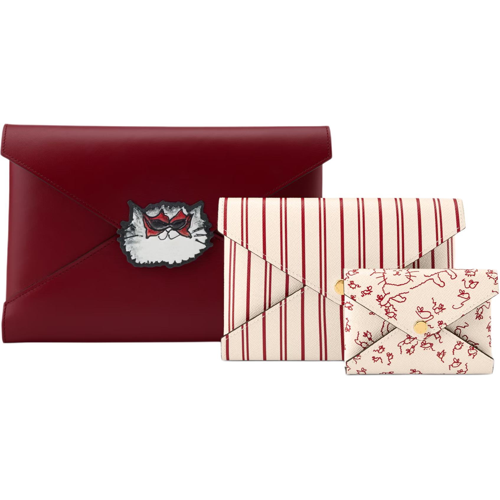 Женская сумка Louis Vuitton x Grace Coddington Catogram Kirigami Pochette (малиново-бежевая)