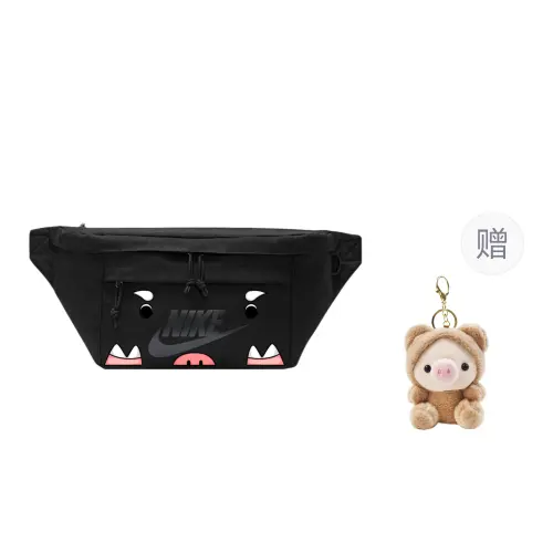 Nike, sports classic flashing camera for leisure, black one-shoulder bag for men and women, custom-made, with your logo imprint, with little bears, for beloved
