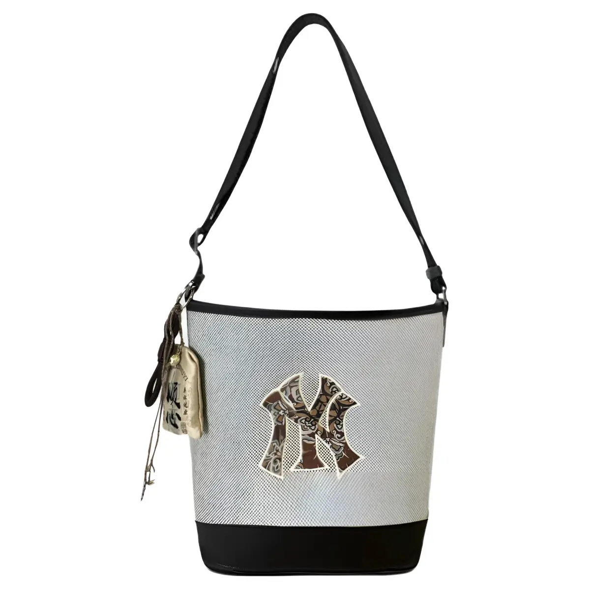 MLB New York Yankees Canvas Bucket Bag, Shoulder Bag Regular Unisex Black Gray