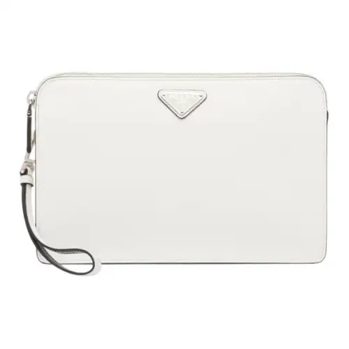 PRADA Saffiano Leather Clutch Men's White