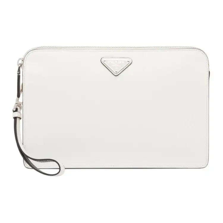 PRADA Saffiano Leather Clutch Men's White
