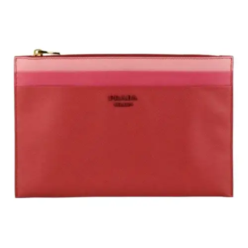 PRADA Leather Clutch Women's Red
