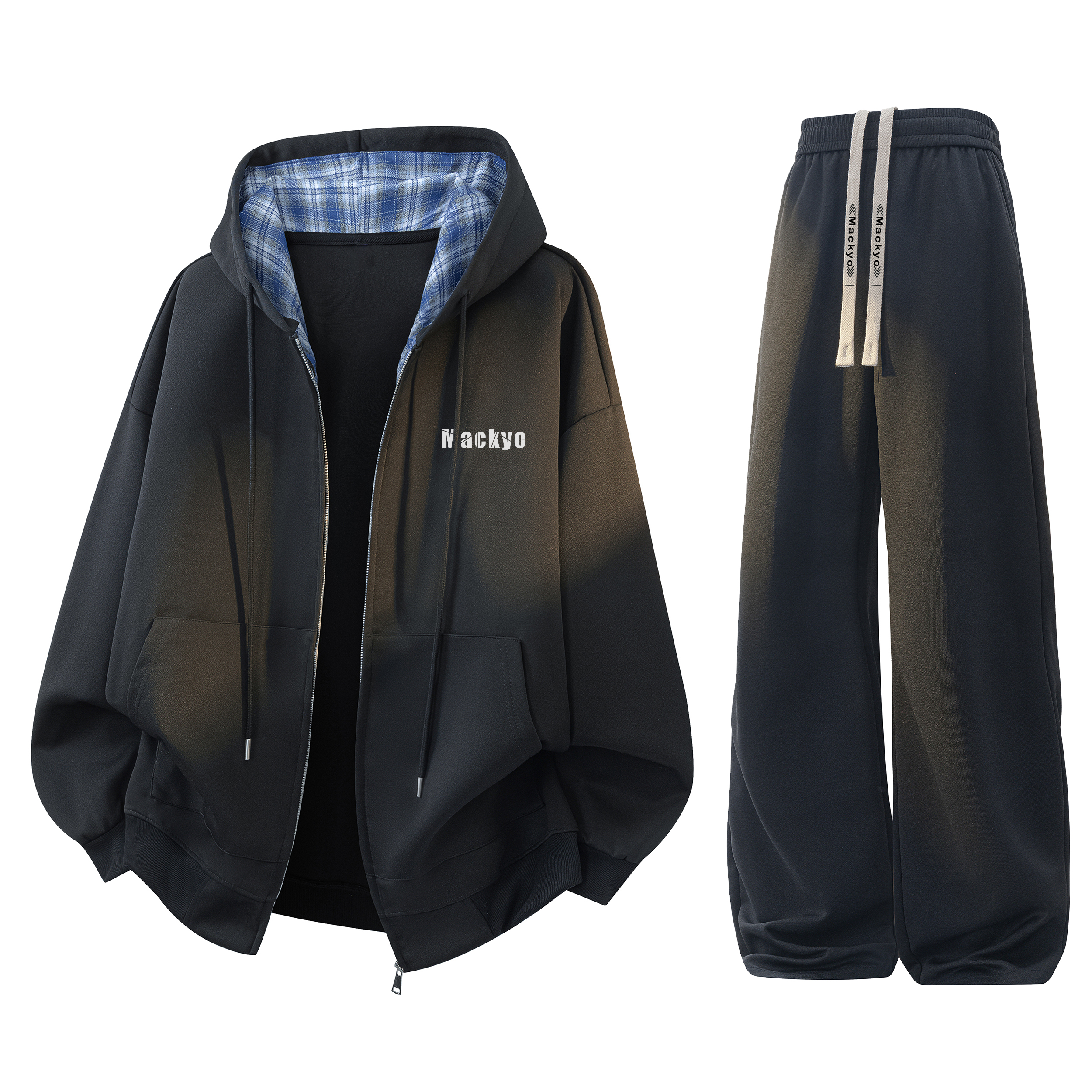 Mackyo Demi-season retro sports trend travel universal jacket with letters, hoody, cardigan, trousers, sweatshirt for men and women, American style, with your logo imprint