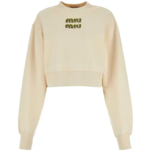 MIU MIU Logo embellished Cotton Sweatshirt
