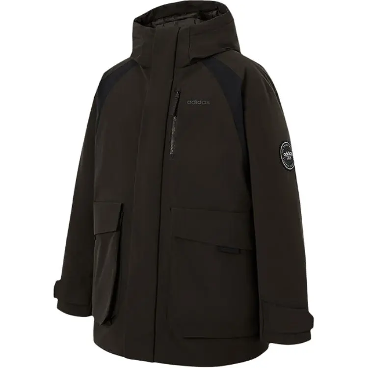 Adidas Down Jackets Men's Dark Umber Hooded (Non-detachable) Thickened