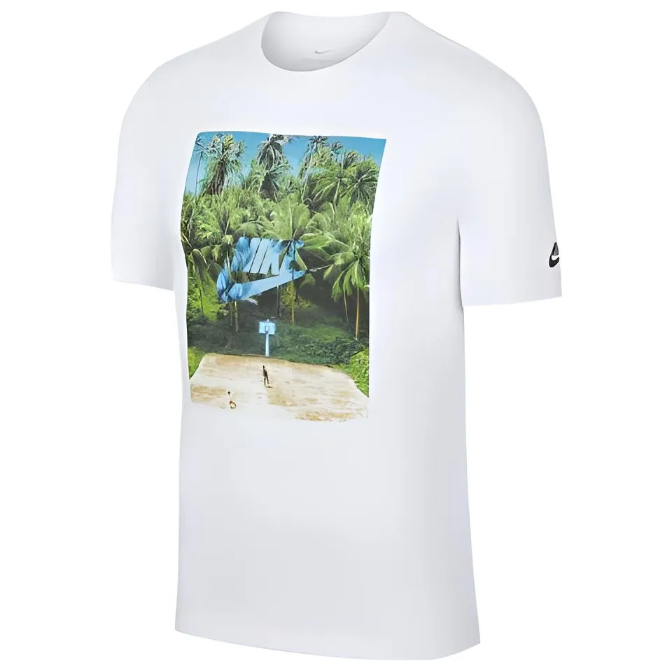 Nike T-Shirts Men's White Crew Neck Moderate Straight Fit