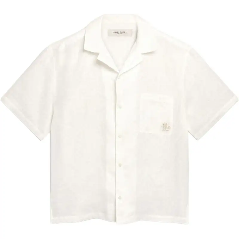 Golden Goose Shirts Men's Vintage White Lapel Moderate
