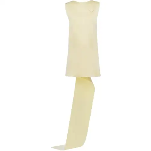 PRADA Sleeveless Dresses Women's Cream Crew Neck Moderate