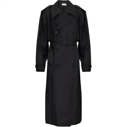 SAINT LAURENT Trench Coat Men's Black