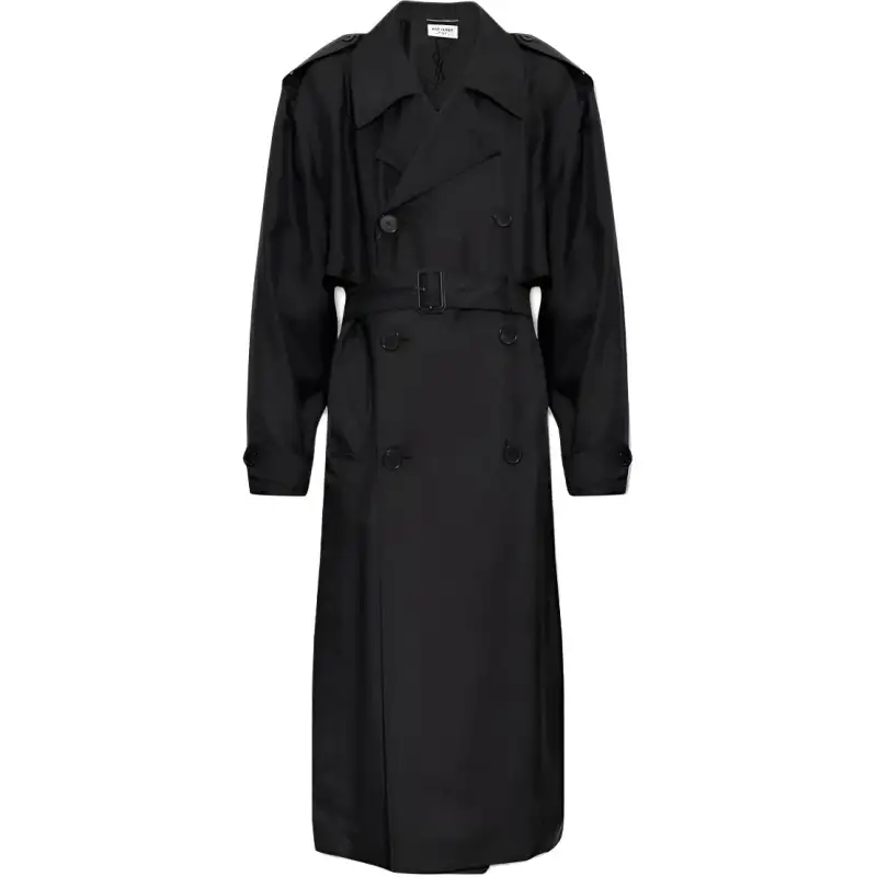SAINT LAURENT Trench Coat Men's Black