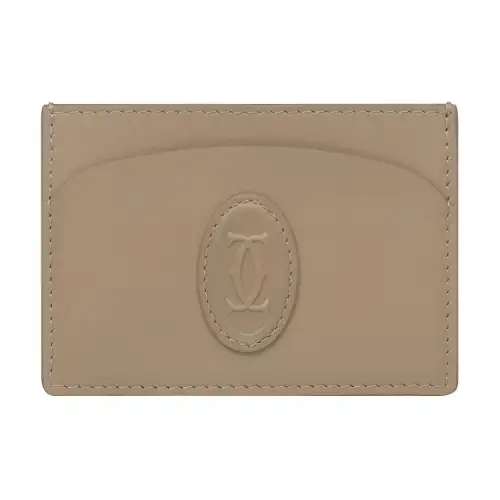 CARTIER Calfskin Card Holder Women's Taupe