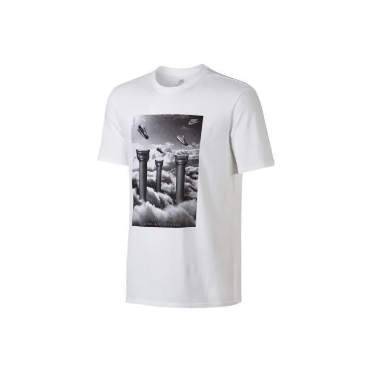 Nike T-Shirts Men's White Crew Neck Moderate Straight Fit