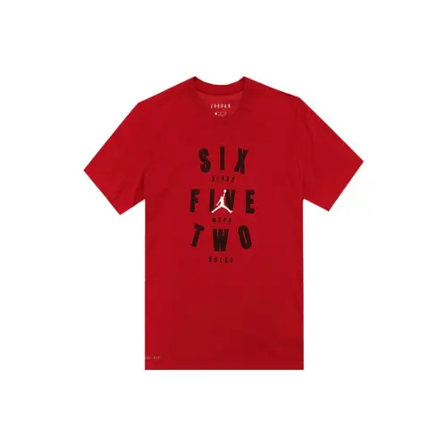 Jordan T Shirts Men's Red Crew Neck Moderate Straight Fit