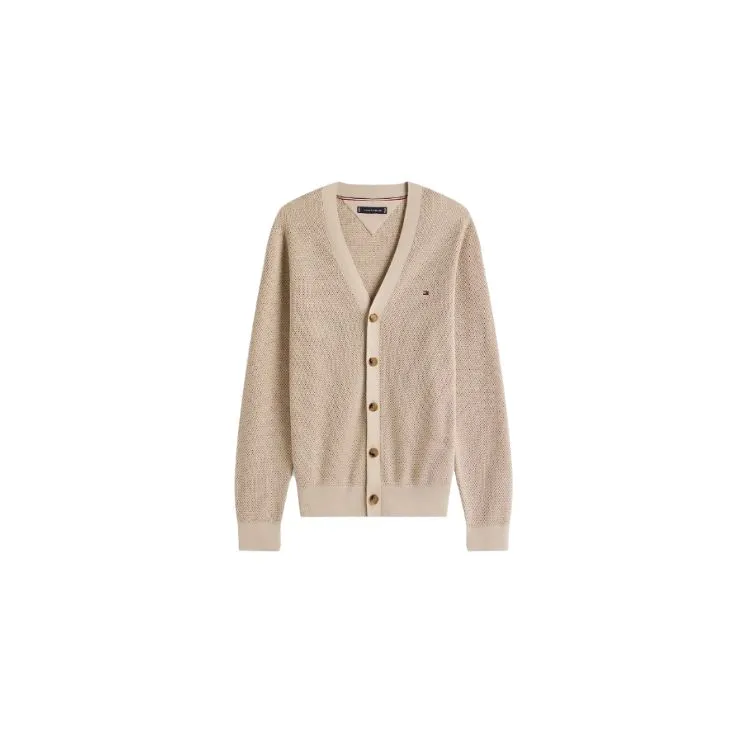 Tommy Hilfiger Knitwear Men's Khaki V-neck Moderate Cardigan