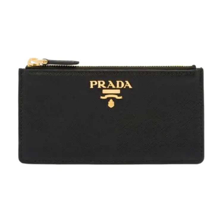 PRADA Saffiano Leather Card Holder Women's Black