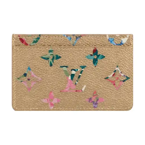 LOUIS VUITTON Coated Canvas Card Holder Women's Gold Brown