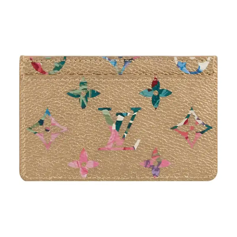 LOUIS VUITTON Coated Canvas Card Holder Women's Gold Brown