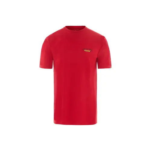 Vans T Shirts Unisex Red Crew Neck Moderate Straight Fit