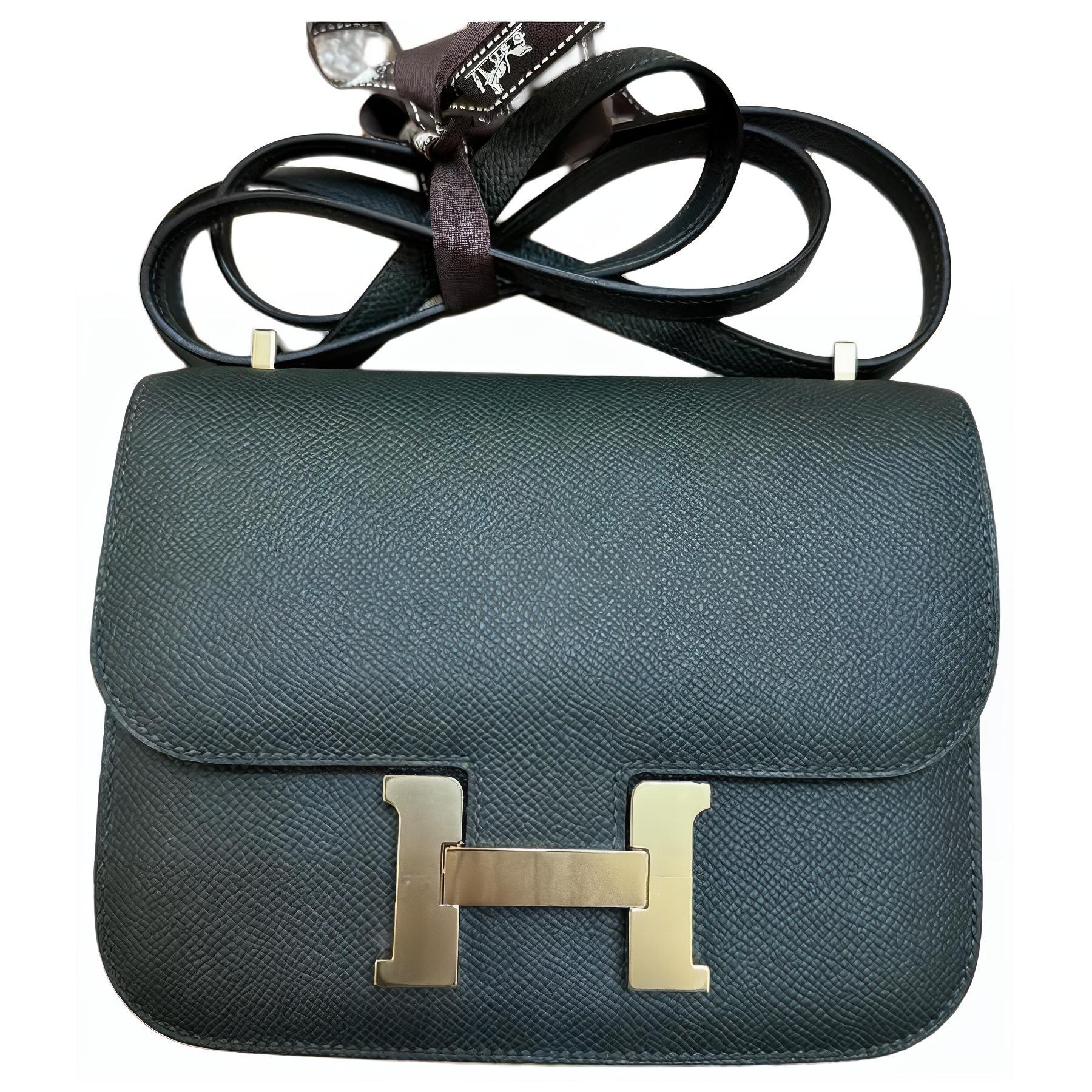 Женская сумка Hermes Constance 19 (темно-зеленая)