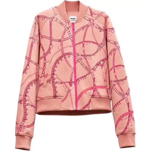 HERMES Jackets Women's Pink Baseball Collar Moderate Other
