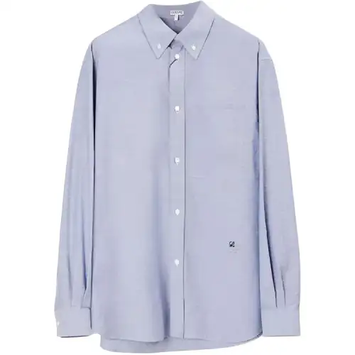 LOEWE Shirts Men's Light Blue Lapel Moderate Other
