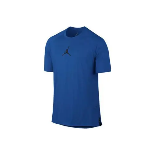 Jordan T Shirts Men's Blue Crew Neck Moderate Straight Fit