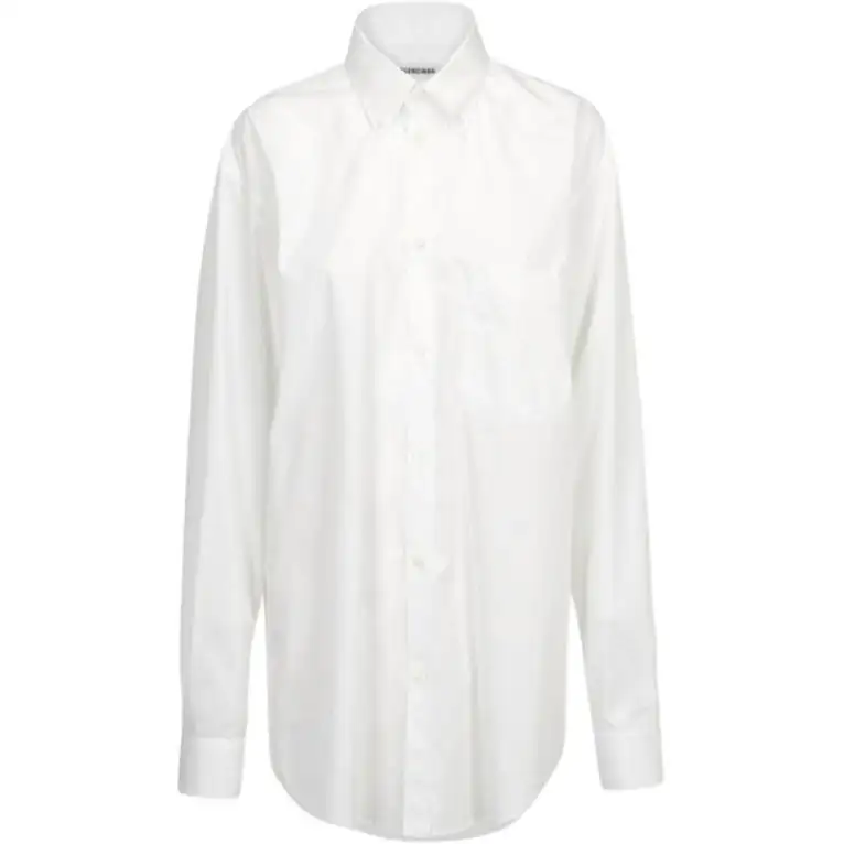 Balenciaga Shirts Women's White Lapel Moderate Shirt