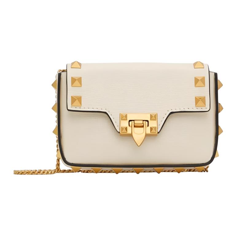 Valentino Valentino, golden straps, accessories, leather shoulder bag, one-shoulder bag, with your logo imprint