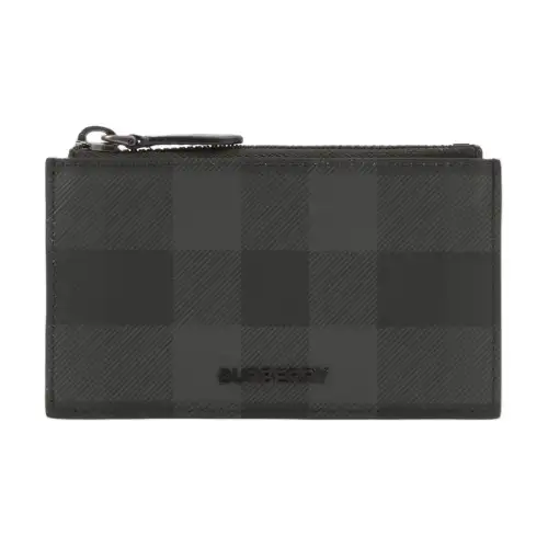 Burberry Polyurethane With Cotton Card Holder Men's Charcoal Gray