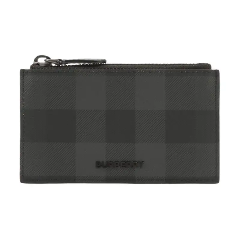 Burberry Polyurethane With Cotton Card Holder Men's Charcoal Gray