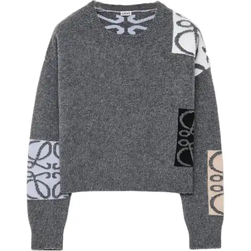 LOEWE Sweaters Women's Gray/Multicolor Crew Neck Moderate Other