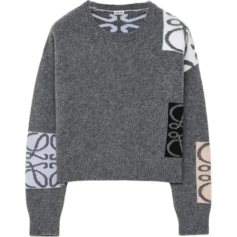 LOEWE Sweaters Women's Gray/Multicolor Crew Neck Moderate Other