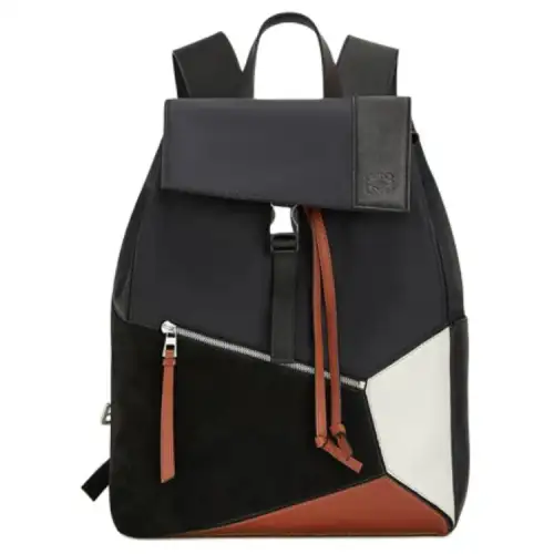LOEWE Nylon With Calfskin Backpack Men's Black & Tan