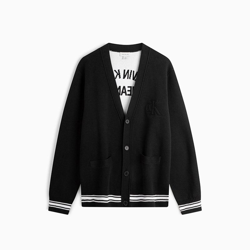 Кардиган CALVIN KLEIN Jacquard Button V-Neck (черный)