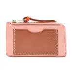 LOEWE Soft Grain Cow Leather Card Holder Women's Cherry Blossom Pink & Brown & Tan