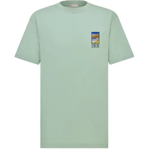 DIOR T Shirts Men's Green Crew Neck Moderate