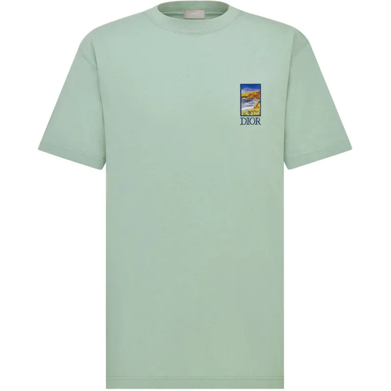 DIOR T Shirts Men's Green Crew Neck Moderate