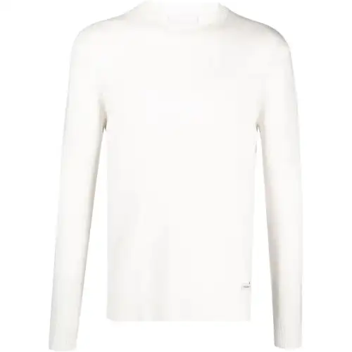 PRADA Cashmere Sweaters Men's White Crew Neck Moderate