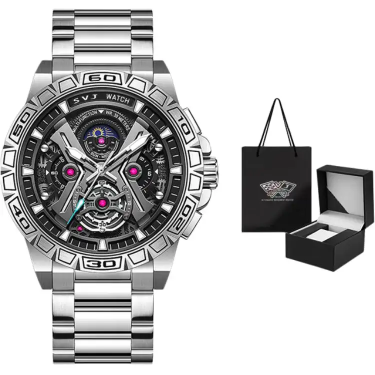 SVJ Black Warrior Concept Collection Quartz Movement Stainless Steel Watchband Watch Men's Watches Black Dial