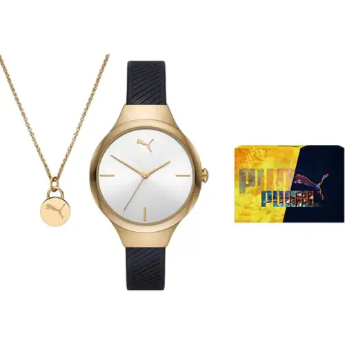 PUMA Wrist Watches Quartz Movement PU Strap Silver Dial Women's Watch 30m Water Resistant