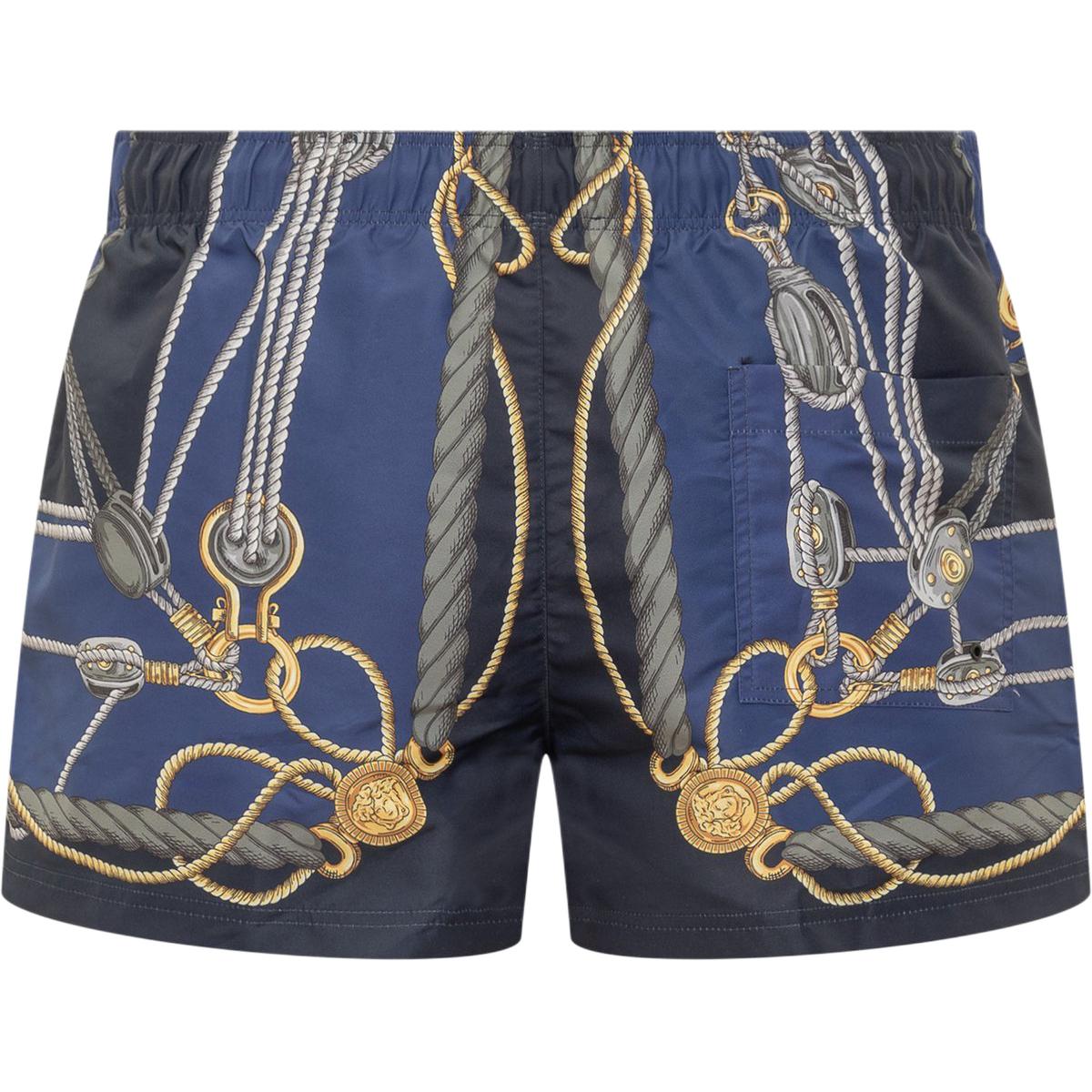 VERSACE Nautical Graphic Printed Drawstring Swim Shorts