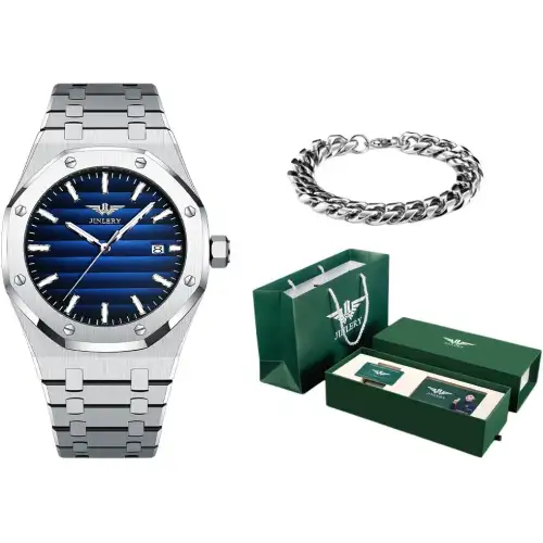 JINLERY Explorer Collection Automatic Mechanical Movement Stainless Steel Watchband Watch Men's Watches