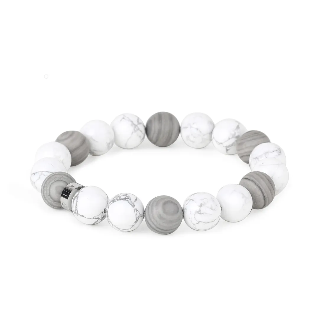 FOUNDIN Warm White Turquoise Matte Silver Vein Beaded Bracelets Unisex