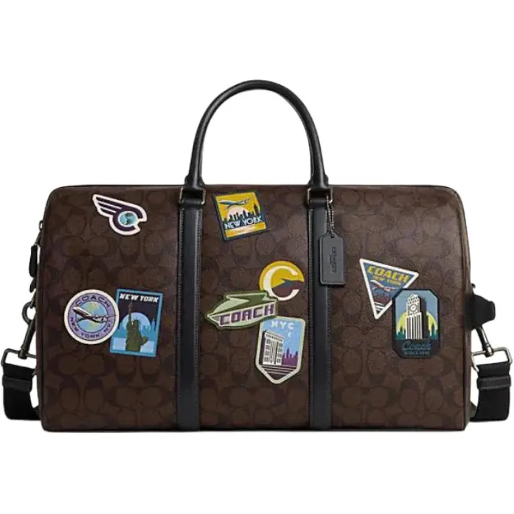 COACH Venturer Artificial Leather With Cow Leather Travel Bag Men's Dark Coffee