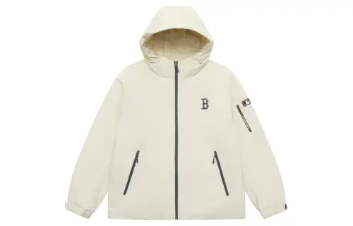 MLB Base velvet travel water repellent fashionable trend classic comfortable keep warm sports light and thin down jacket with hood for men and women, duck down, drawstring