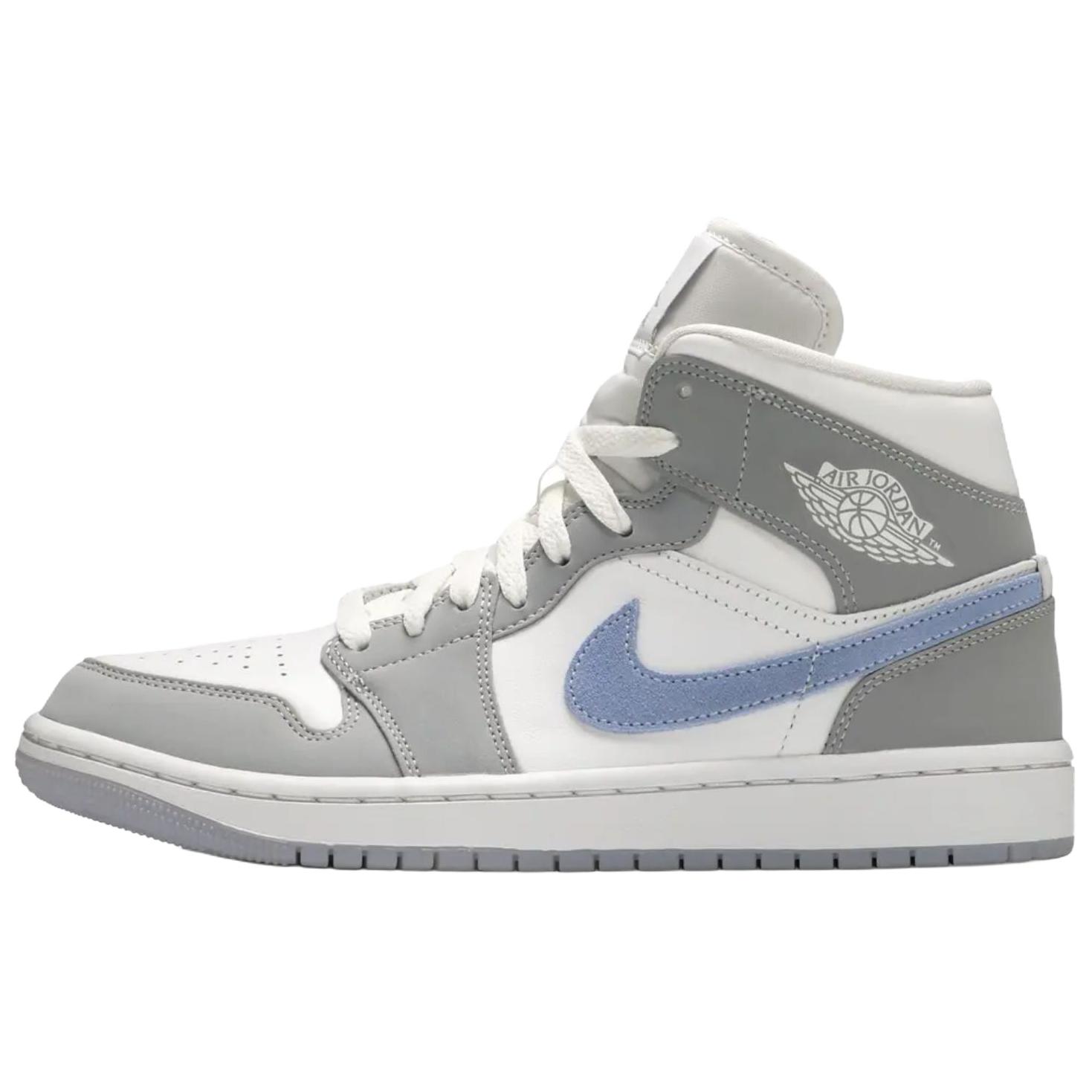 Jordan Air Jordan 1 Mid \ "Wolf Grey \" маленький Dior средней высоты винтаж Баскетбол женский синий лед