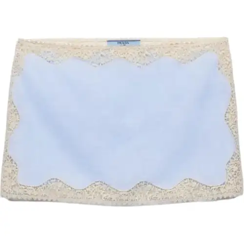 PRADA Lace trim Linen Mini Skirt