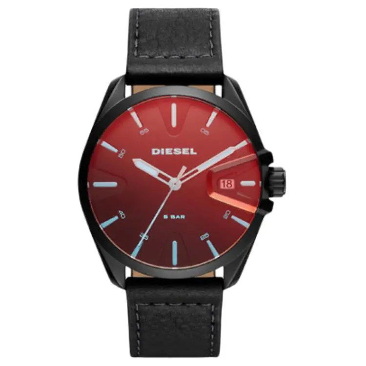 DIESEL MS9 Wrist Watches Quartz Movement Leather Strap Black Dial Unisex DZ1945