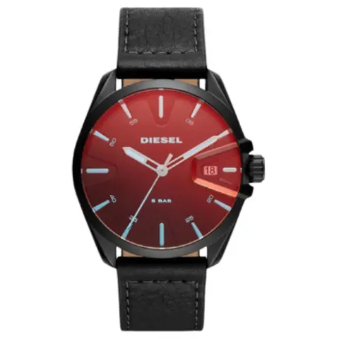 DIESEL MS9 Wrist Watches Quartz Movement Leather Strap Black Dial Unisex DZ1945