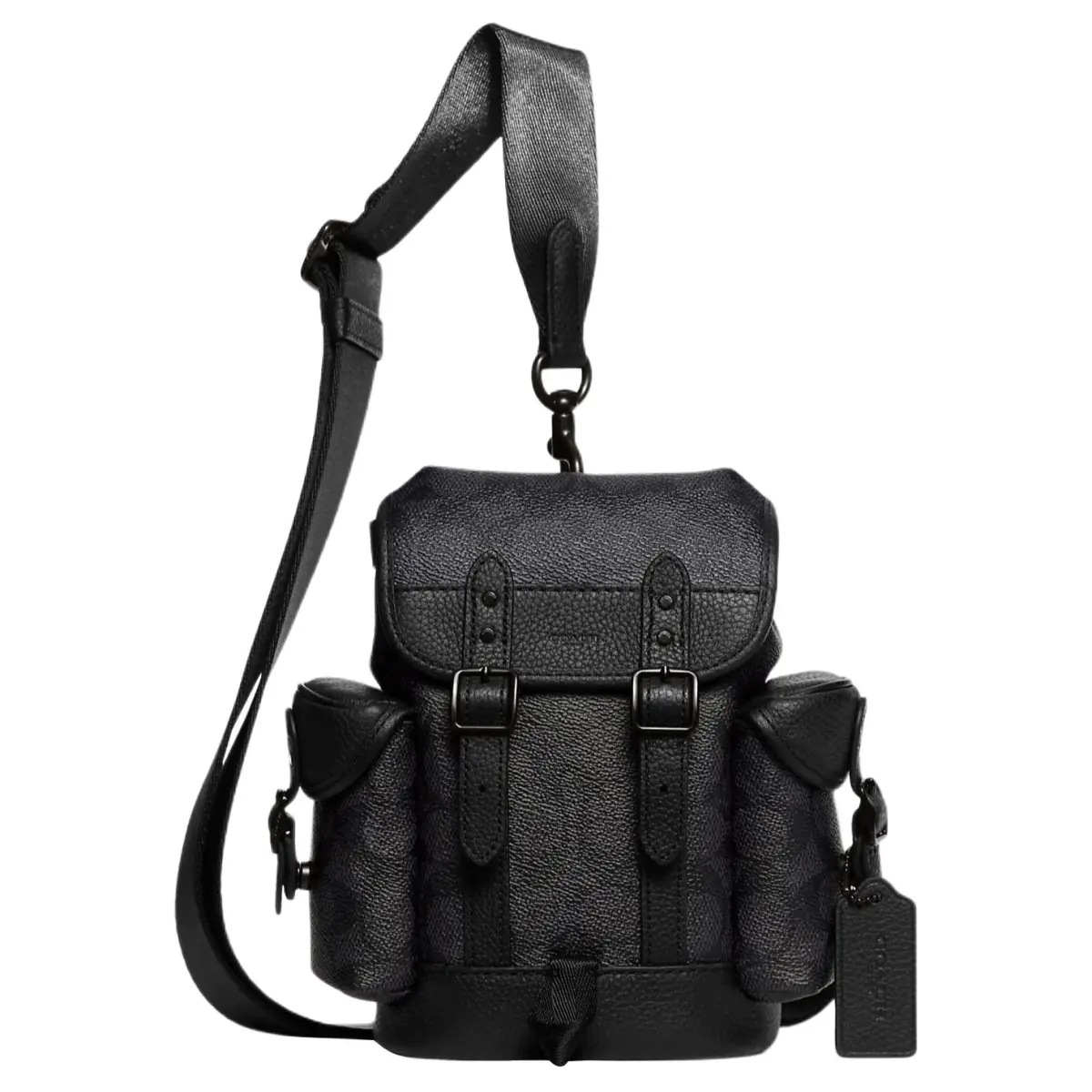 COACH Hitch Coated Canvas With Soft Polished Pebbled Leather Sling Bag Mini Men's Black